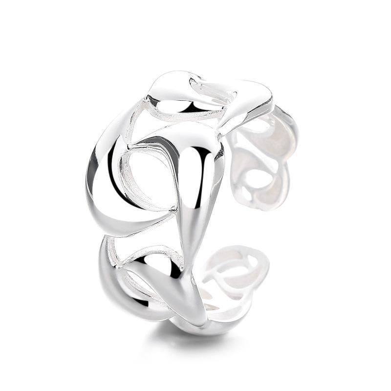 Women s Irregular Hollow Geometric Adjustable Crescent Ring Open Adjustable