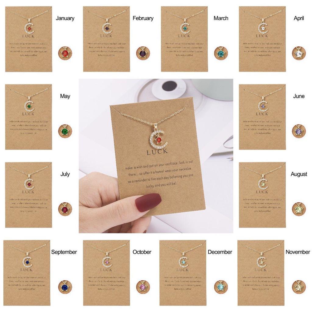 Stunning 18k Gold Birthstone Moon Necklace Featuring Hypoallergenic Design