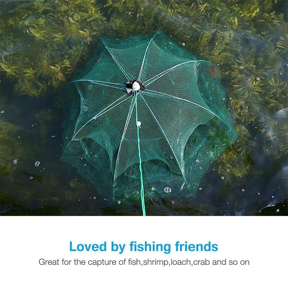 Foldable Fishing Net Green 4/6/8/12/16 Holes Fish Net Durable Crab Fish Net  Outdoor