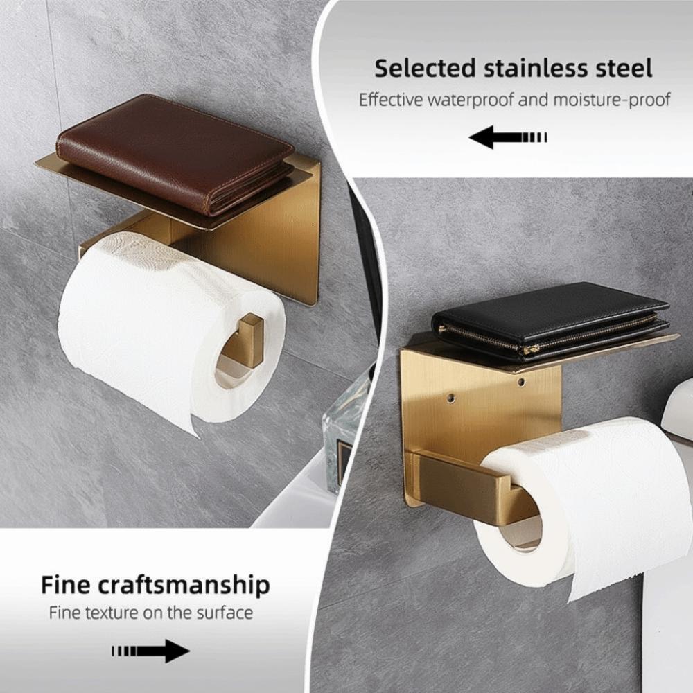 Wall Mount Toilet Paper Holder Stainless Steel Toilet Paper Rack Cell Phone Holder Bathroom Use