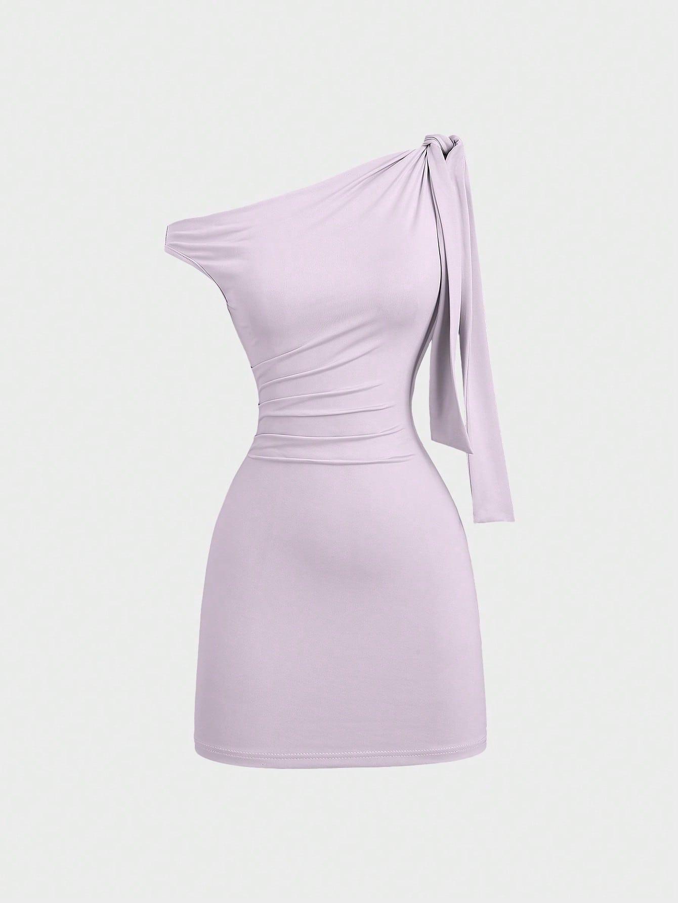 Women s Fashion One-Shoulder Sleeveless Patchwork Bodycon Dress Extra Large