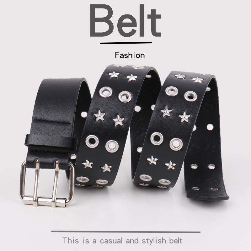 New Y2k Star Punk Rivet Heavy-duty Vintage Casual Fashion Belt - Unisex Dark Leather Belt