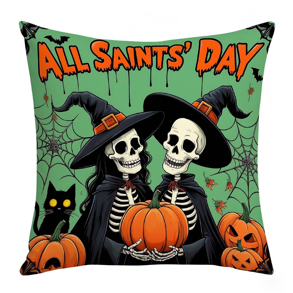 Nytt europeisk og amerikansk stil Halloweenfest Putetrekk Spøkelsesfestival Gresskar Atmosfære Dekorativ Atmosfære Putetrekk