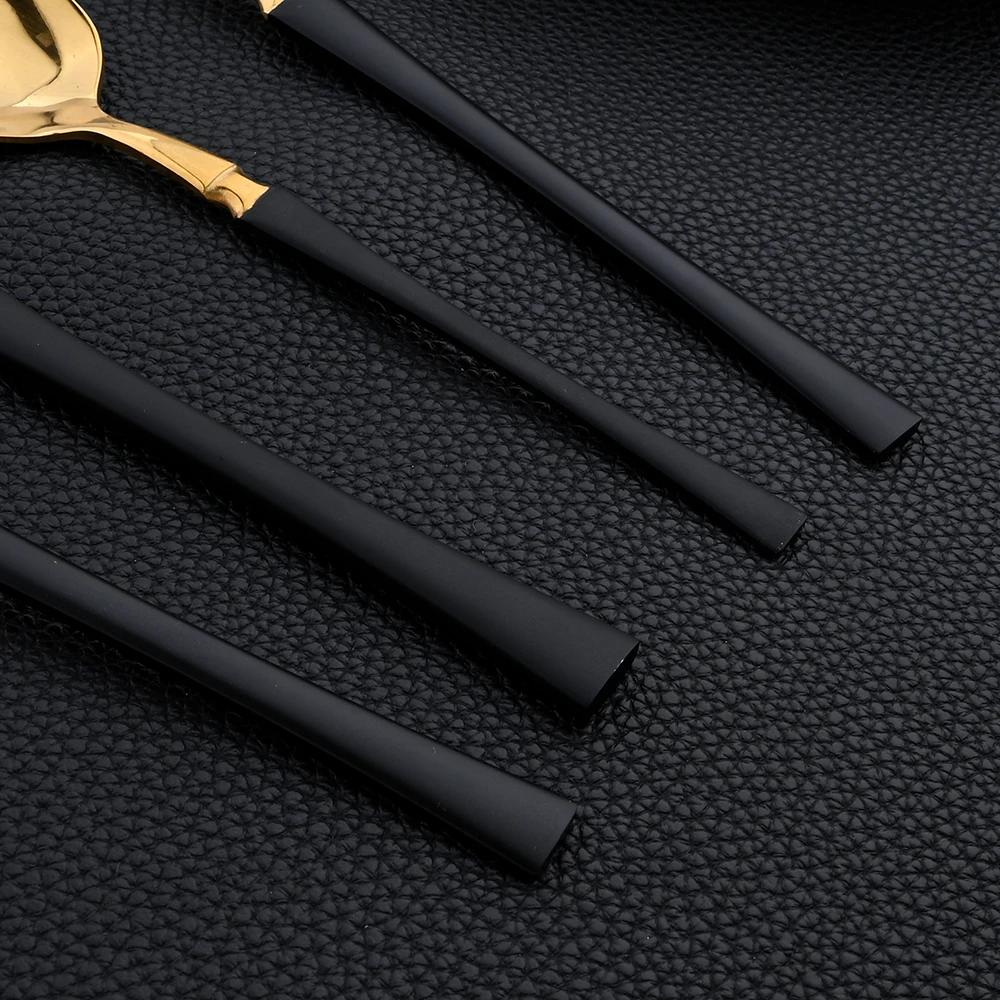 16Pcs Cutlery Set Stainless Steel Golden Dinnerware Western Silverware Set Mirror Flatware Western Dinning Kitchen Tableware