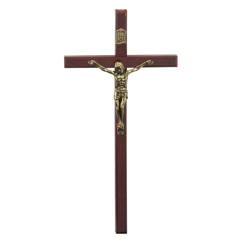 Krzyż wiszący drewniany ciemny 15 cm