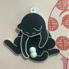 Creative Pull Play Egg Cat Keychain Pendant Cute Funny Rotatable Acrylic Bag Pendant Gifts