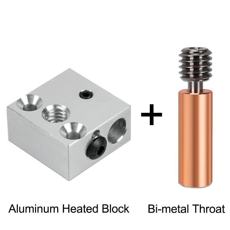 3D Printer Parts Aluminum Brass Plated Copper CR10 Heated Block Bi-Metal Throat Kit for Ender 3 CR10 Extruder Hotend Kit Parts