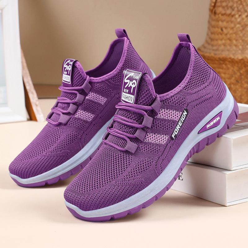 Shoes Women's Casual Shoes Large Size Women's Shoes Breathable Single Shoes Middle-aged and Elderly Mother Shoes Soft Soles Not Tired Feet Fly-wove