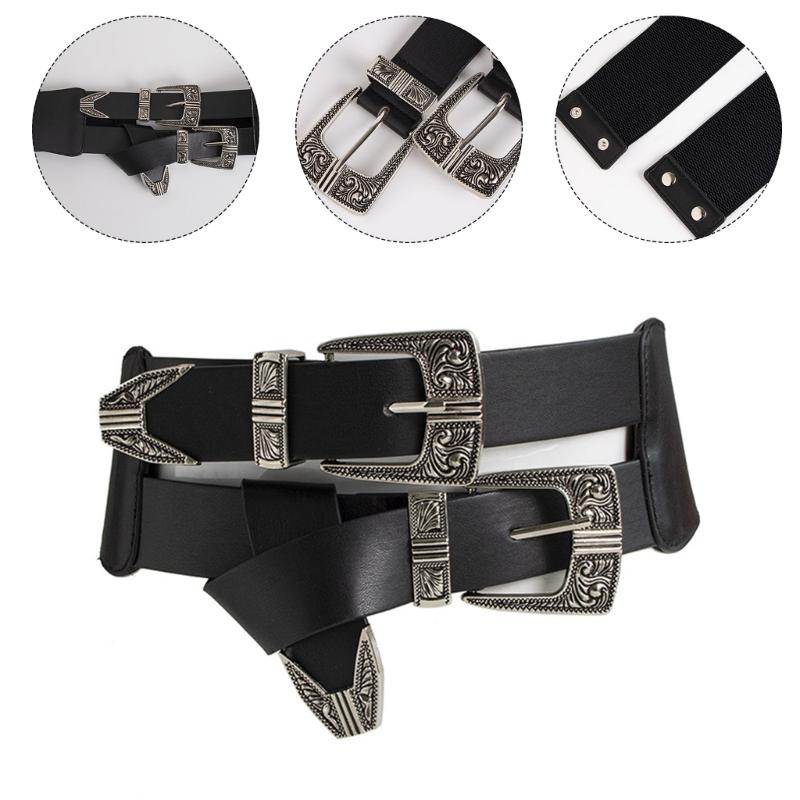 PU Waist Belt with Embossed Pin Buckle Adjust Length Waist Belt Woman Girls Jeans Dresses Skirt Coat Decors Waistband