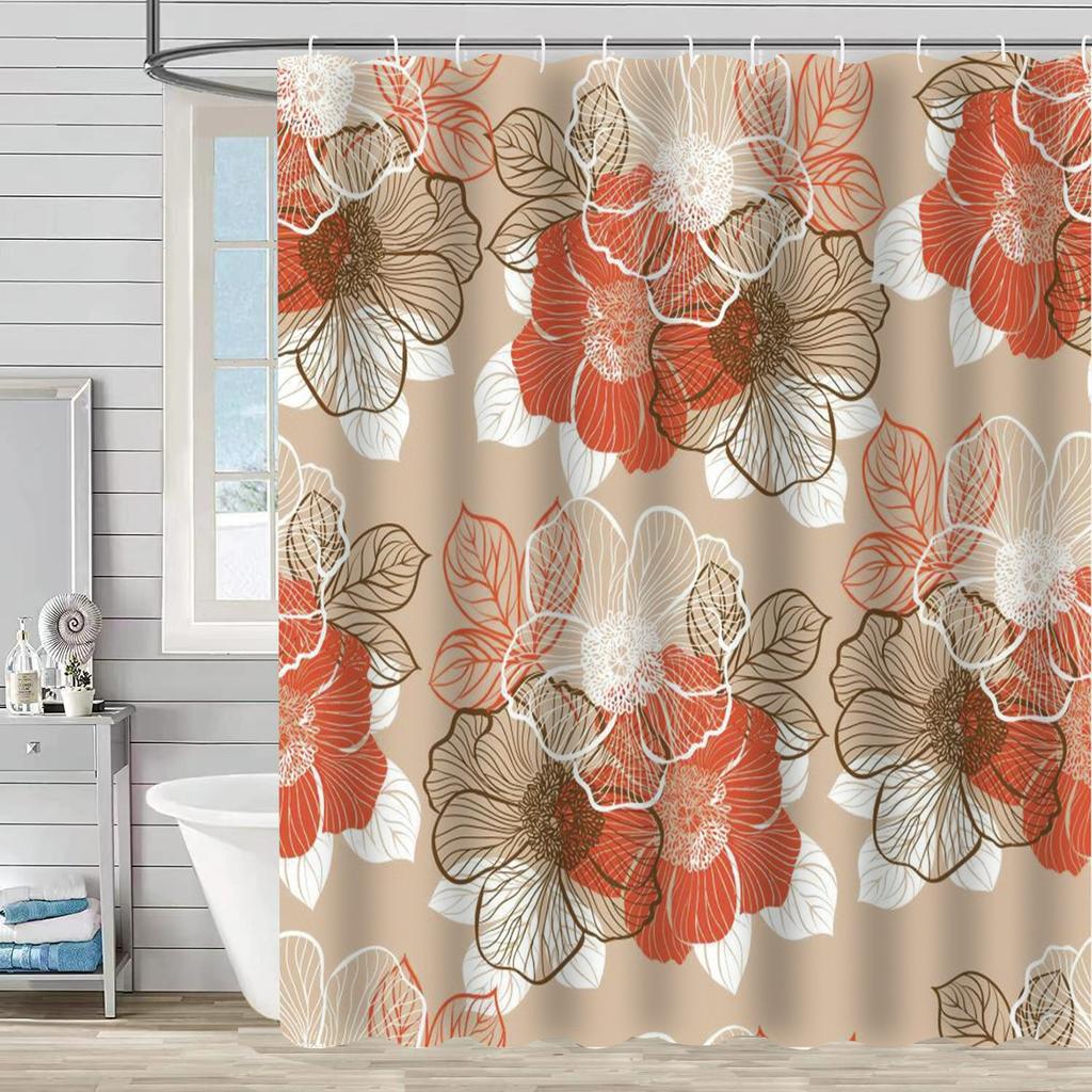 SHU1 3D Printed Tropical Jungle Plants Design Bath Curtain Polyester Waterproof Shower Curtain, 180x180cm