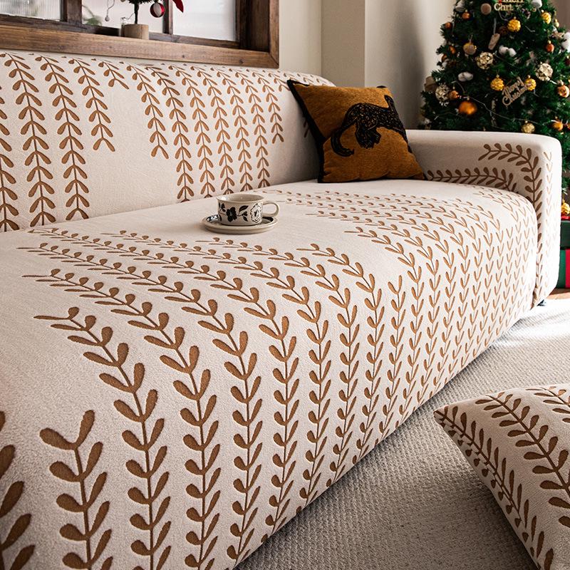 Jacquard Velvet Non-Slip Sofa Cover Set - Minimalist Style, Universal Fit for All Seasons.