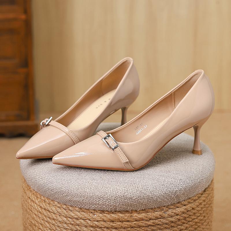 

Huiliya pointed high heels stiletto new lacquered fashion Korean version temperament kitten and commuter single shoes G65-81 39 розовый