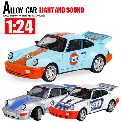 Escala 1/24 Porsche 964 Carrera RS 911 Coche de Aleación Diecasts y Vehículos de Juguete Modelo de Coche Sonido y Luz Coche de Fricción Juguetes para Niños Regalos
