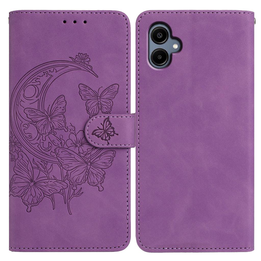 For Samsung Galaxy A06 4G Case Butterfly Flower Imprinted PU Leather Wallet Stand Phone Cover