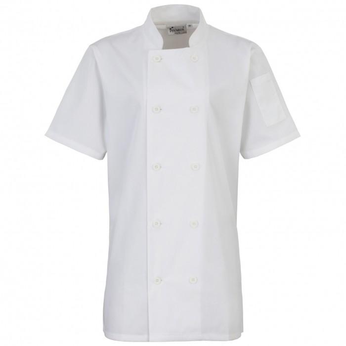 Premier Jaqueta feminina/feminina de manga curta para chefs/roupa de chef (pacote com 2)