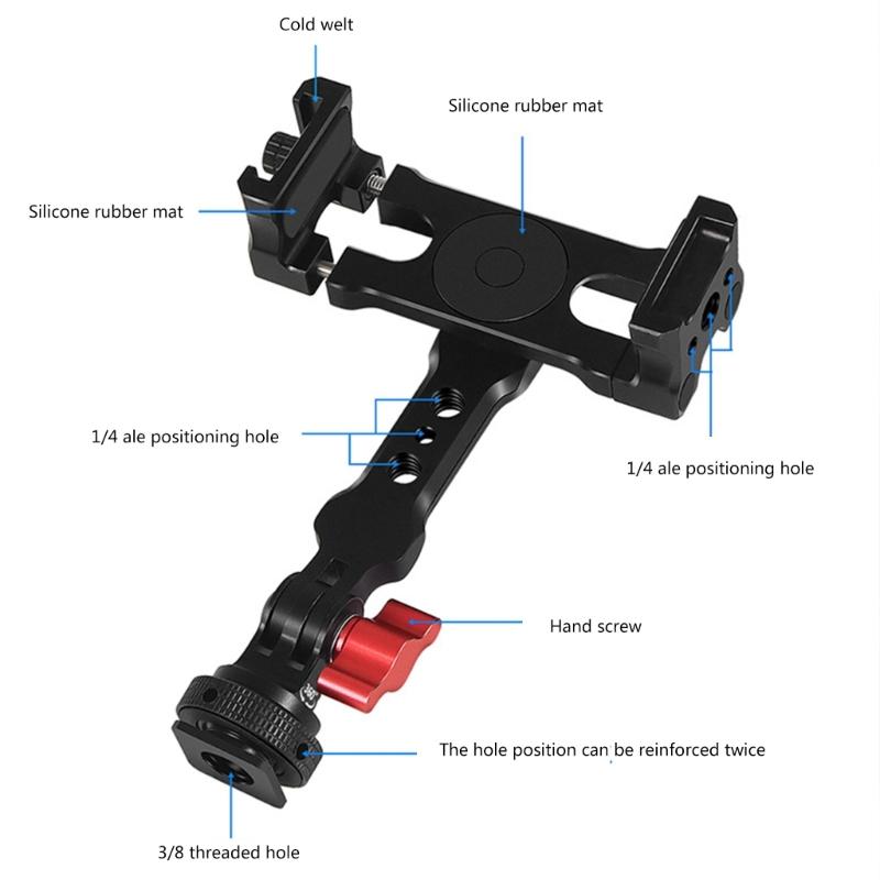 Magnetic Phone Holder Tripod Mount Clamp Aluminum Alloy with Cold Shoe Mount 1/4 " Screw for Smartphone