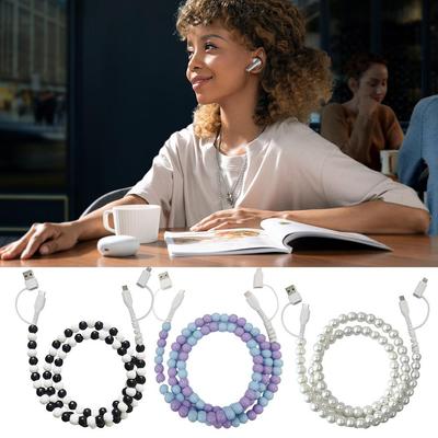 Fashion Colorful Beads Charging Cords For iPhone Samsung Huawei Charging Data Cable USB To Type-C Charging Cable