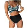 1011 European and American Swimsuit Print High Waist Cross Strap Women's Split Bikini Swimsuit Bikini