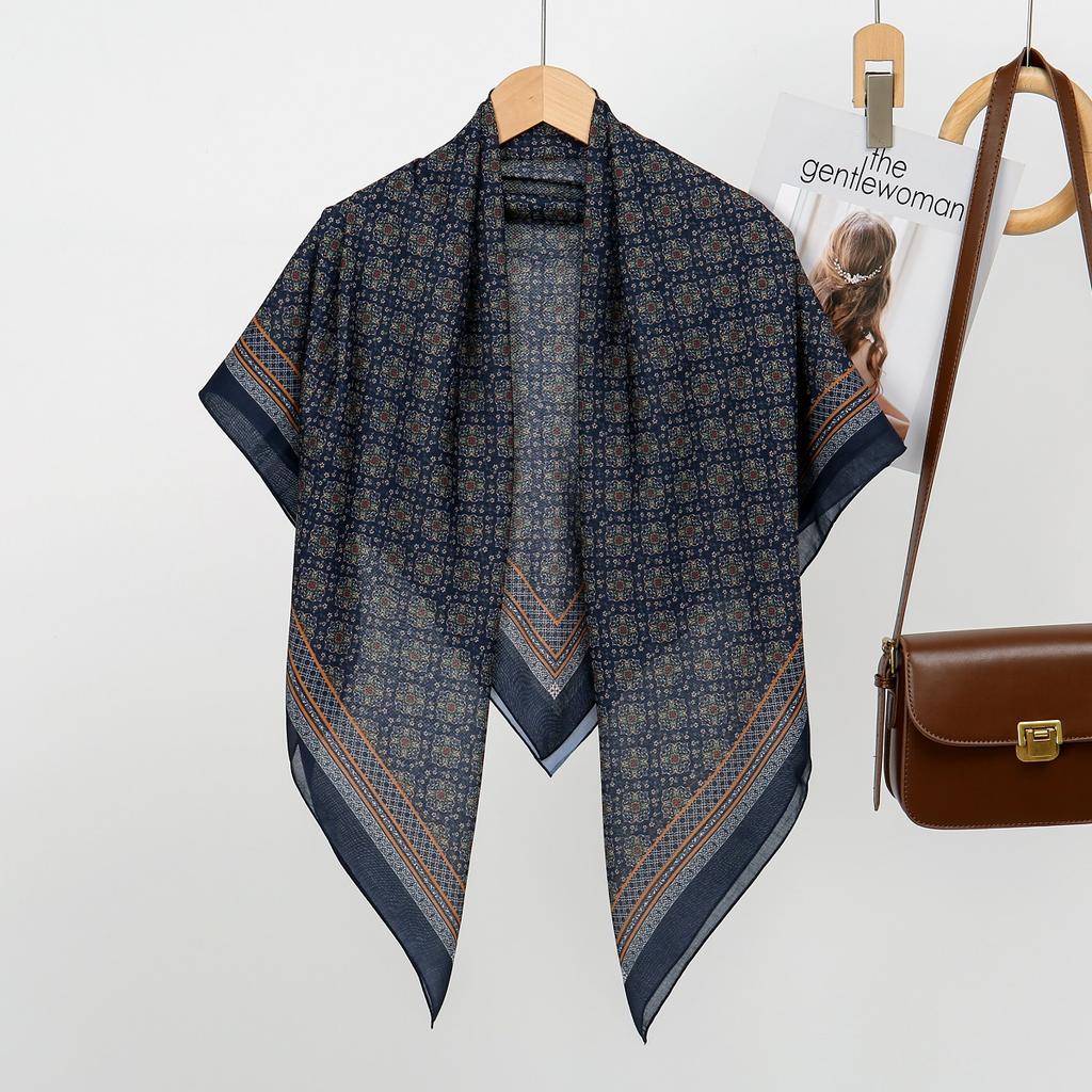Women Floral Printed Square Scarf Hijabs Scarves For Women Muslim Shawls Malaysia Headscarf Wraps Headband Kerchief 110*110Cm