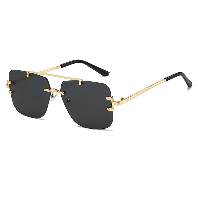Rimless Double Bridge Sunglasses Men Brand Sun Glasses Women Vintage Fashion Square Shades Male Female Gradient UV400 Eyewear