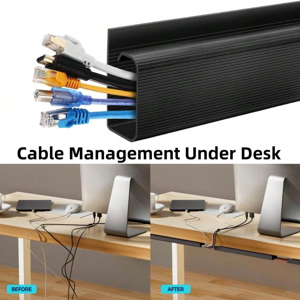 Self-Adhesive Cable Organizer PVC Under-table Cable Duct for Home Office Wire Organizer