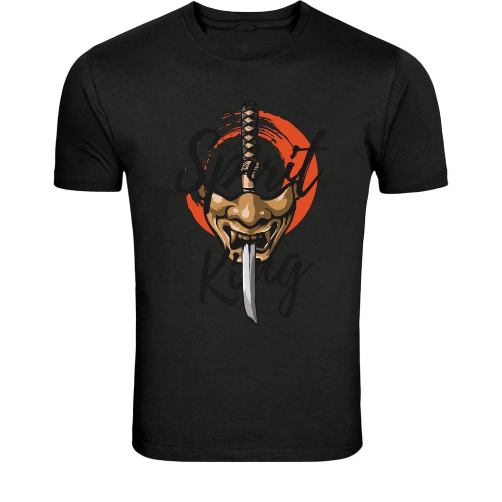 Spirit King Samurai Mask T-Shirt - Japanese Demon Warrior Graphic