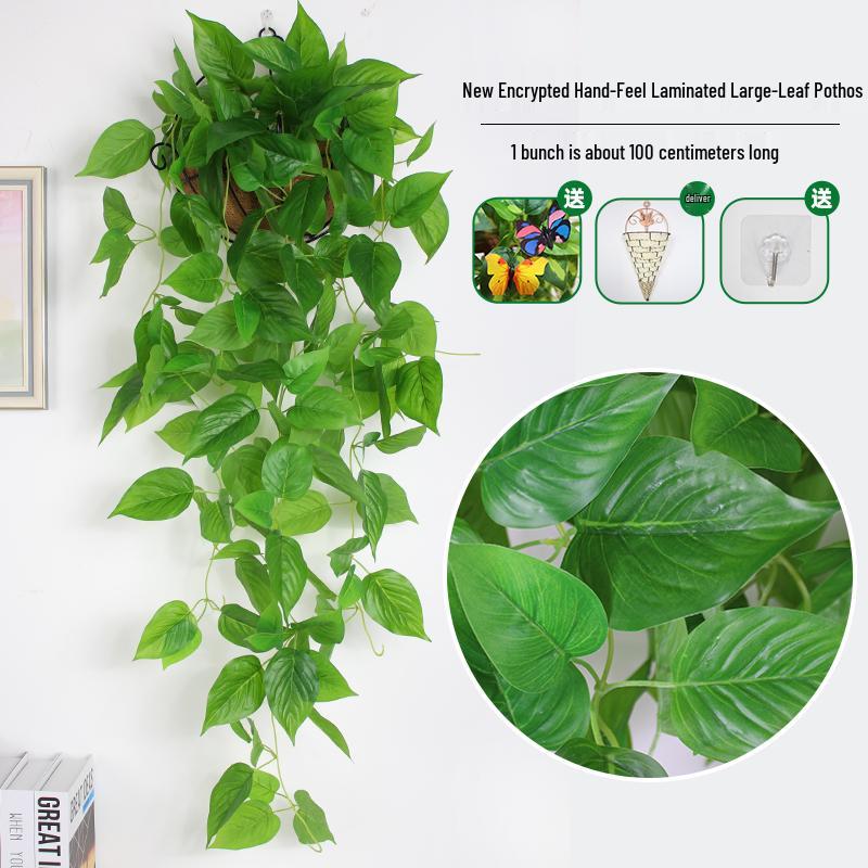 Artificial Pothos & Spider Plant Rattan Vine Wall Hanging for Indoor/Outdoor Decor