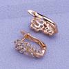 LSOOYH Clip øredobber Rose gull farge mote øredobber for kvinner Blomst Cubic Zirconia hule ørepynt smykker