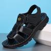 Fashion Summer Designer Men Genuine Leather Sandals Hook & Loop Outside Men Cow Leather Slippers Soft-soled Male Casual Sandals No Slip