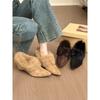 Gentle Tie! Retro Suede Pointed Head Hairy Edge Single Shoes Winter Velvet Inner Height-increasing Single Shoes