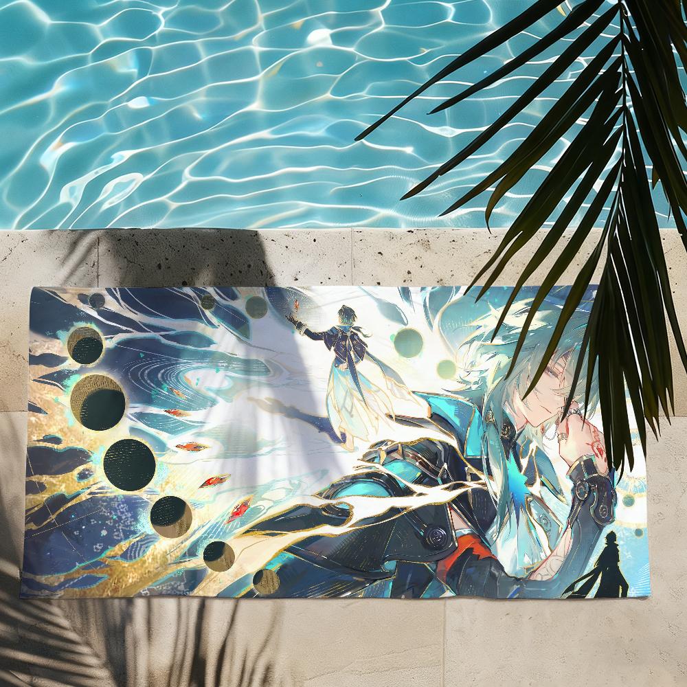 Anaxa Honkai Star Rail Towel Soft Lightweight Anti-Sand Large Beach Towel Quick-Drying Bath Sports Family