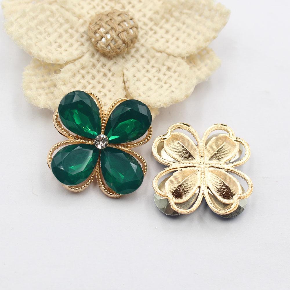 New 4 pieces of 25 * 29MM gold droplet protein alloy flower plate DIY clothing accessories hair accessories decoration accessori