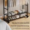 Extra Thick Double Rod Mobile Clothes Rack for Home and Dormitory