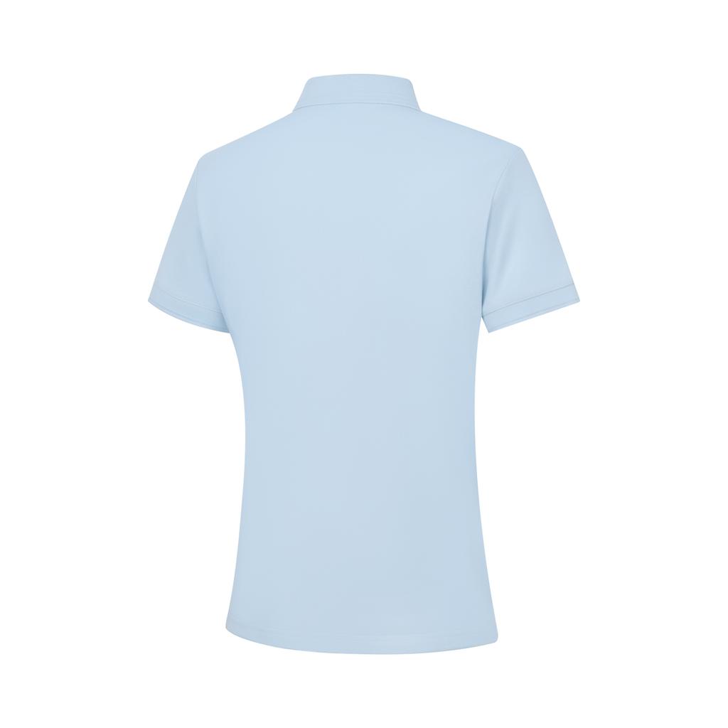 Li Ning Jednokolorowa koszulka polo sportowa damska topy błękitny APLU198-3