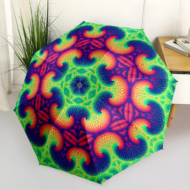 1pc Psychedelic Mandala Automatic Open/Close Umbrella, Formal Events - Ideal Gift for Family or Friends, Outdoor Accessory yy251211247