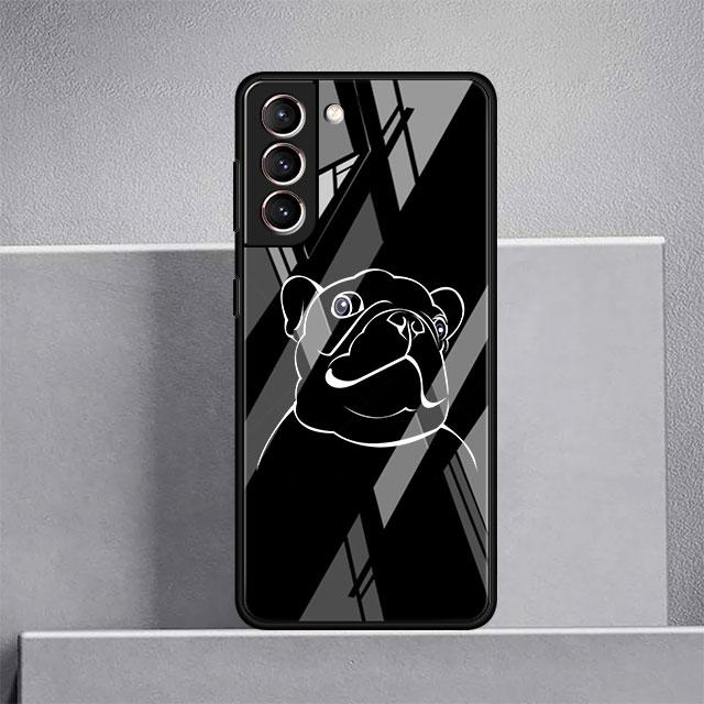 French Bulldog Black White Glass Case For Samsung Galaxy S22 S20 FE S21 Plus Phone Cover S10 5G S9 Note 20 Ultra 10 Lite Shell