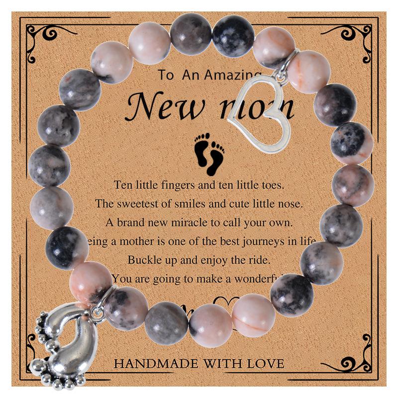 JYL TS Bracelet Women s  Three Beads Symbolizes Mind Body & Spirit Balance pink zebra