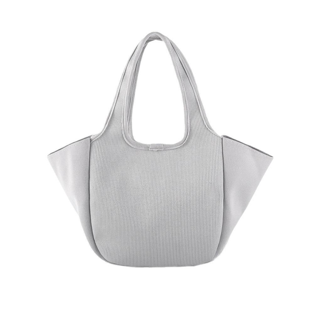 

Модные сумки-тоут для женщин, большие ребристые вязаные сумки, повседневные сумки через плечо большого размера Large(Max Length>50cm) серебряный