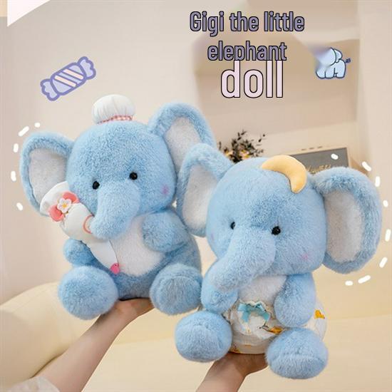 Blue Jiji Elephant Plush - Soothing Cloth Doll for Children's Sleep