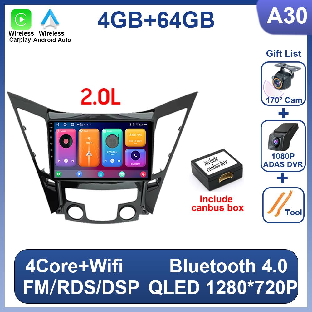 For Hyundai Sonata 6 YF 2009 - 2015 Android 14 Car Radio Multimedia Video Player GPS Navigation AI Voice 4G CarPlay Head Unit