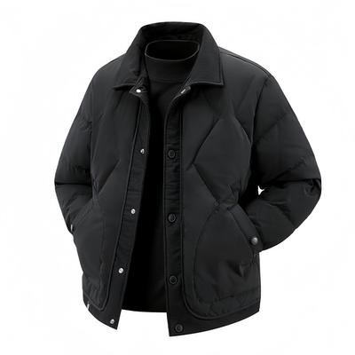 Men's Winter White Duck Down Jacket - Trendy, Cold-Protection, Stand Collar Workwear