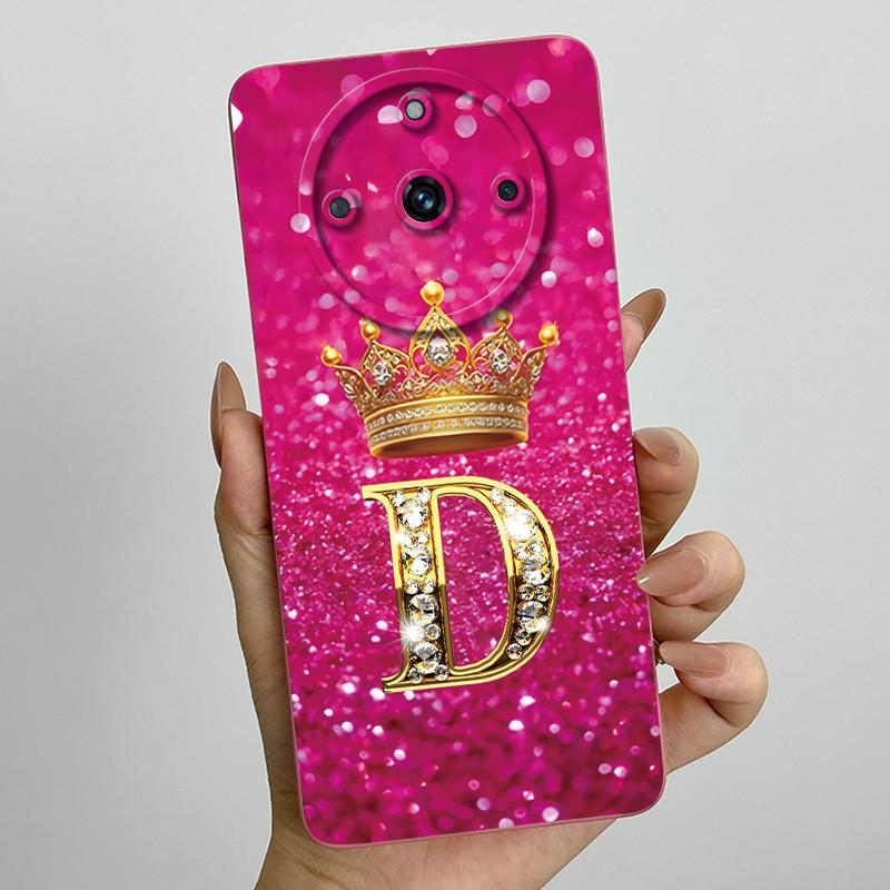 For Realme 11 Pro Plus 5G Fashion Initial Letter Couple Phone Case for Realme 11Pro 11 Pro+ Soft Silicone Lens Protective Casing