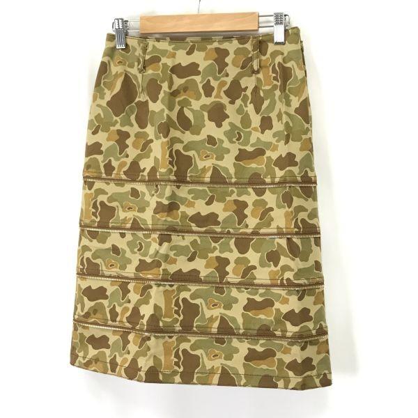 GK ITALIYA Camouflage Tight Skirt S Knee-Length Khaki Japan(USED)