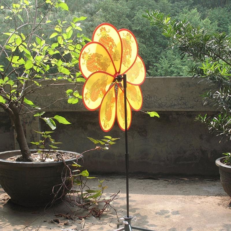 Garten Windräder 8 Blätter Windspiele Gott des Reichtums Windmühle Dekorative Windräder Kinderspielzeug für Außen Innen Hof