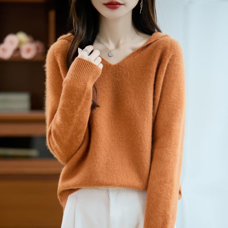 Women's cashmere sweater Qinghe cashmere 30% cashmere 70% wool autumn and winter pullover warm and fashionable