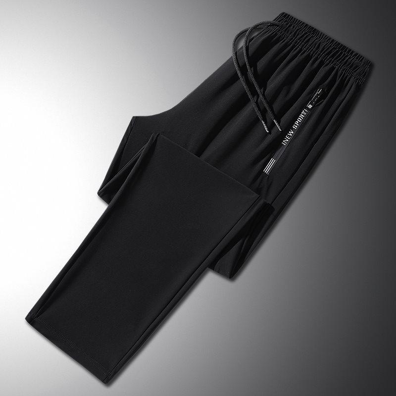 L-8XL Men's Ice Silk Quick-Dry Sport Casual Trousers - Straight Leg, Thin, Finely Knitted Long Pants