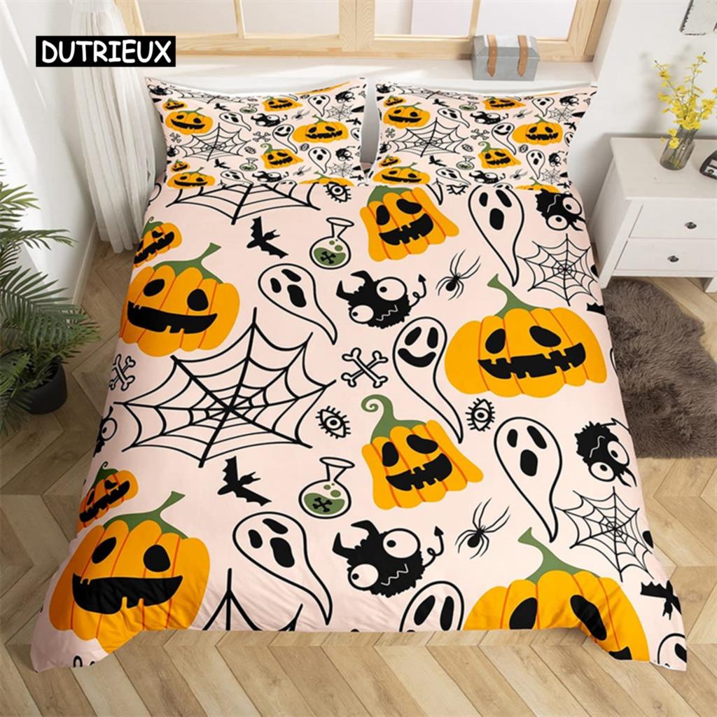 Happy Halloween Duvet Cover King Pumpkin Lantern Camping Car Bedding Set For Kids Boys Girl Bedroom Cartoon Festival Quilt Cover
