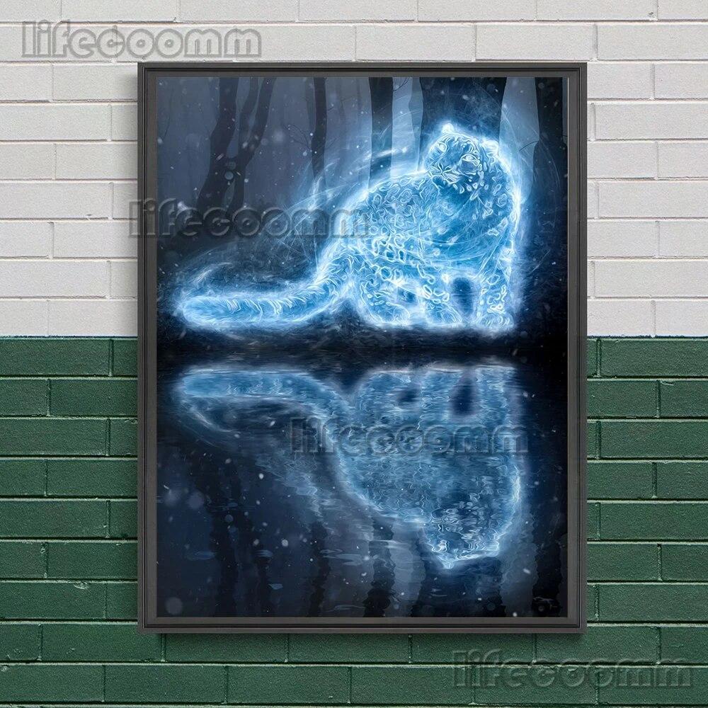 Animal Elves In The Forest Wall Art Canvas Painting Stag,Raven,Owl,Leopard,Mystical Creature Art Poster And Print Home Decor No Frame