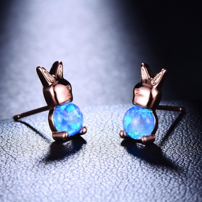 Wish seasonal opal rabbit ear buckle lady naughty funny fresh wind niche jewelry