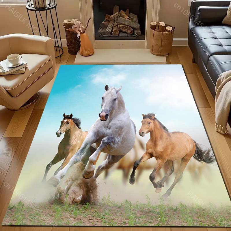 17 Styles Running Horse Print Carpet for Living Room Bedroom Sofa Doormat Home Decor  Area Rug Non-slip Floor Mat for Gifts